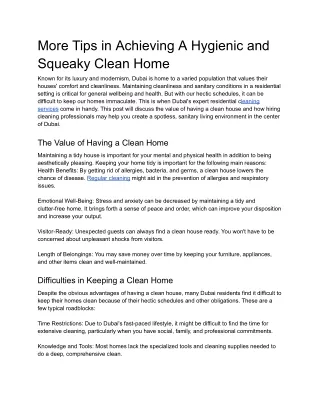 More Tips in Achieving A Hygienic and Squeaky Clean Home