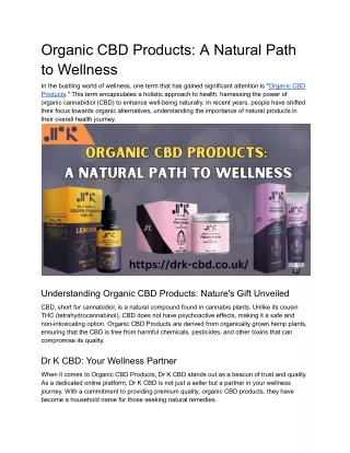 Organic CBD Products_ A Natural Path to Wellness