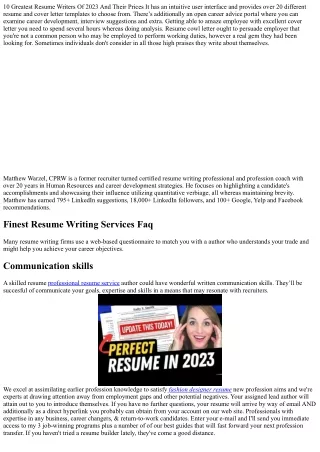 professional resume service: What No One Is Talking About