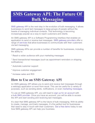 SMS Gateway API The Future Of Bulk Messaging