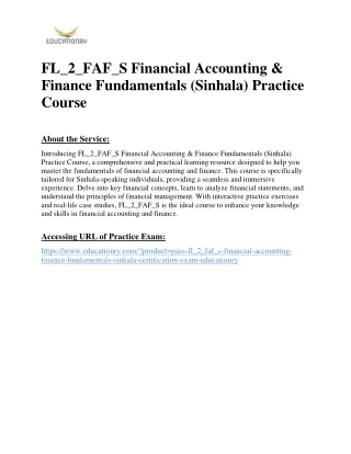 FL_2_FAF_S Financial Accounting & Finance Fundamentals (Sinhala) Practice Course