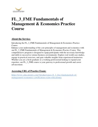 FL_3_FME Fundamentals of Management & Economics Practice Course