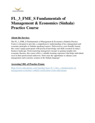 FL_3_FME_S Fundamentals of Management & Economics (Sinhala) Practice Course