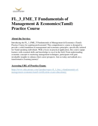 FL_3_FME_T Fundamentals of Management & Economics(Tamil) Practice Course