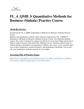 FL_4_QMB_S Quantitative Methods for Business (Sinhala) Practice Course