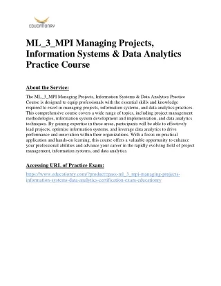 ML_3_MPI Managing Projects, Information Systems & Data Analytics Practice Course