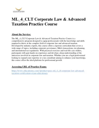 ML_4_CLT Corporate Law & Advanced Taxation Practice Course