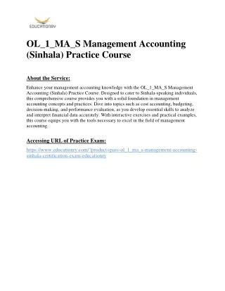 OL_1_MA_S Management Accounting (Sinhala) Practice Course
