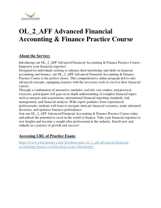 OL_2_AFF Advanced Financial Accounting & Finance Practice Course