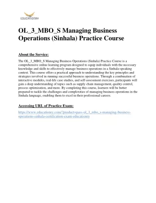OL_3_MBO_S Managing Business Operations (Sinhala) Practice Course