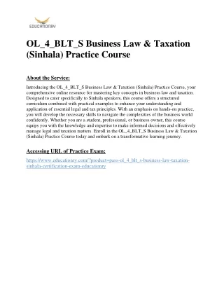 OL_4_BLT_S Business Law & Taxation (Sinhala) Practice Course