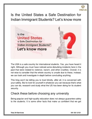 Is USA safe for Indian Immigrant Students?