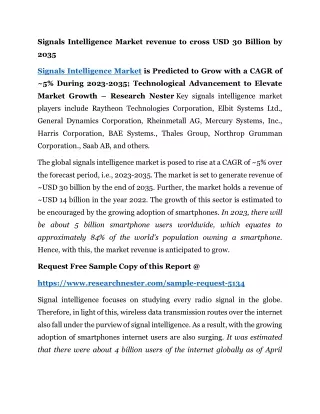 Signals Intelligence Market revenue to cross USD 30 Billion by 2035