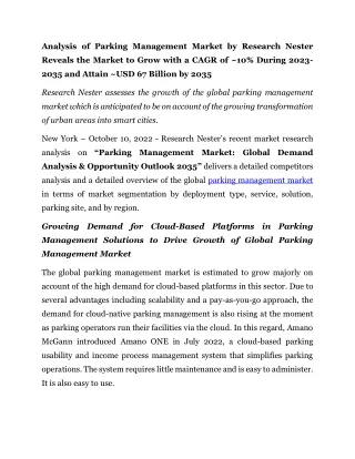 Parking Management Market - PR