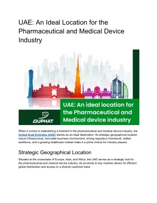 UAE_ An Ideal Location for the Pharmaceutical and Medical Device Industry