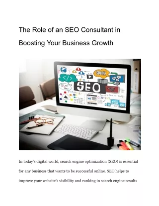 The Role of an SEO Consultant in Boosting Your Business Growth