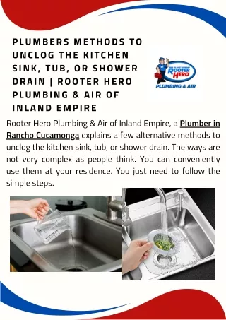 Plumbers Methods To Unclog The Kitchen Sink, Tub, Or Shower Drain  Rooter Hero Plumbing & Air of Inland Empire