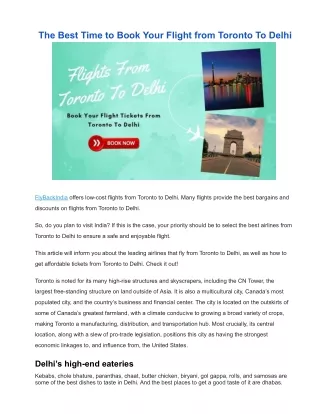 Flights From Toronto To Delhi