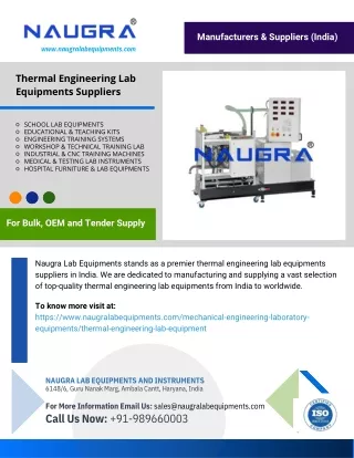 Thermal Engineering Lab Equipments Suppliers