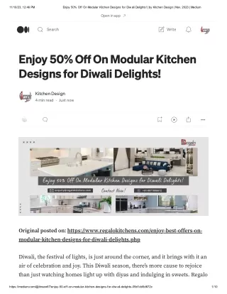 Enjoy 50% Off On Modular Kitchen Designs for Diwali Delights!