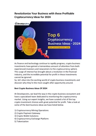 Crypto Business Ideas 2024
