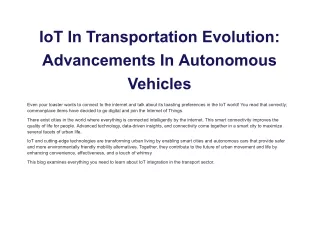 IoT In Transportation Evolution_ Advancements In Autonomous Vehicles