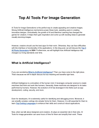 Top AI Tools For Image Generation