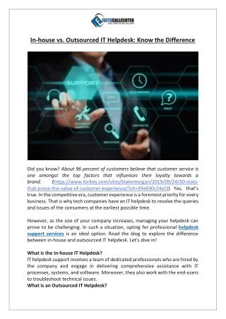 In-house vs. Outsourced IT Helpdesk Know the Difference