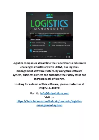 Software Requirements for Logistic Management in Bahrain