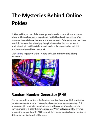 The Mysteries Behind Online Pokies