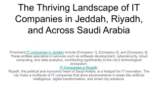 The Thriving Landscape of IT Companies in Jeddah, Riyadh, and Across Saudi Arabia