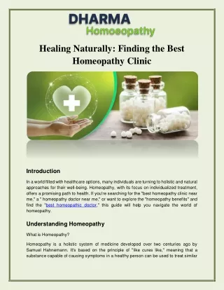 Healing Naturally Finding the Best Homeopathy Clinic