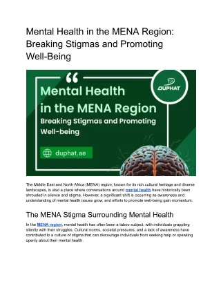 Mental Health in the MENA Region_ Breaking Stigmas and Promoting Well-being