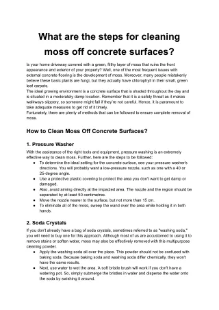 What are the steps for cleaning moss off concrete surfaces