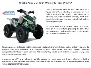 What Is An ATV Or Four-Wheeler & Types Of Atvs