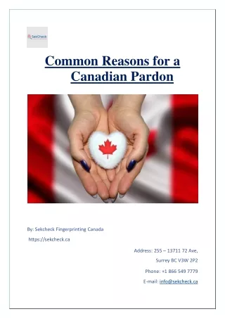 Common Reasons for a Canadian Pardon