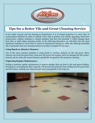 Tips for a Better Tile and Grout Cleaning Service