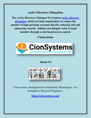 Active Directory Delegation, cionsystems