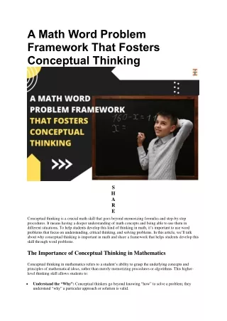 8 Steps That Promote Conceptual Thinking To Creating Math Word Problems