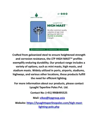 High Mast Lighting Pole India