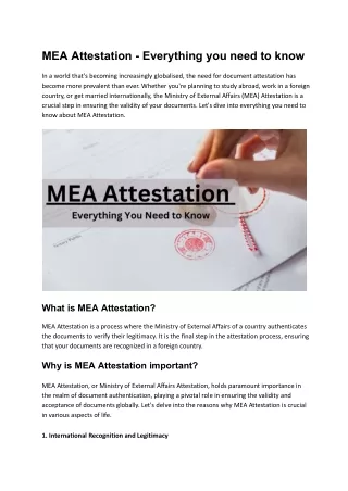 MEA Attestation - Everything you need to know