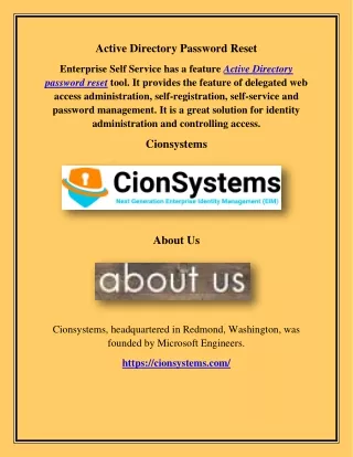 Active Directory Password Reset, cionsystems