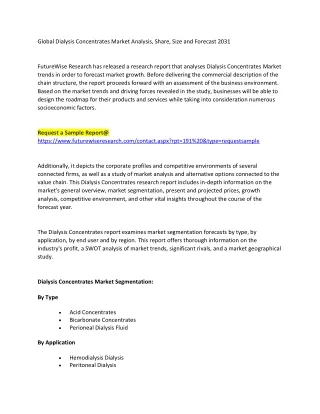 Dialysis Concentrates Market