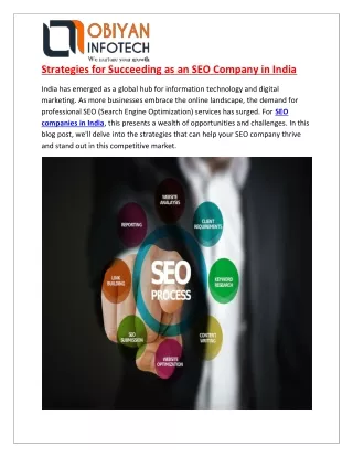 Strategies for Succeeding as an SEO Company in India