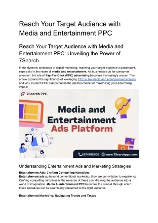 Reach Your Target Audience with Media and Entertainment PPC