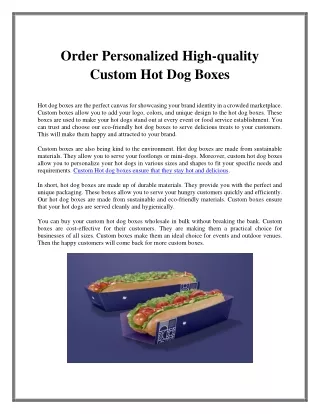 Order Personalized High-quality Custom Hot Dog Boxes