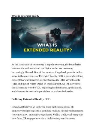 What is extended reality