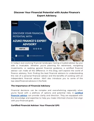 Discover Your Financial Potential with Azuke Finance's Expert Advisory.