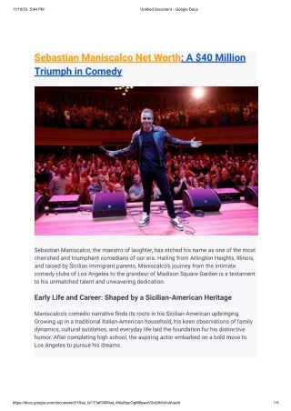 Sebastian Maniscalco Net Worth-A $40 Million Triumph in Comedy