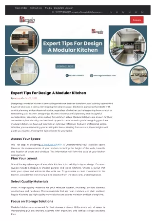 Expert Tips For Design A Modular Kitchen